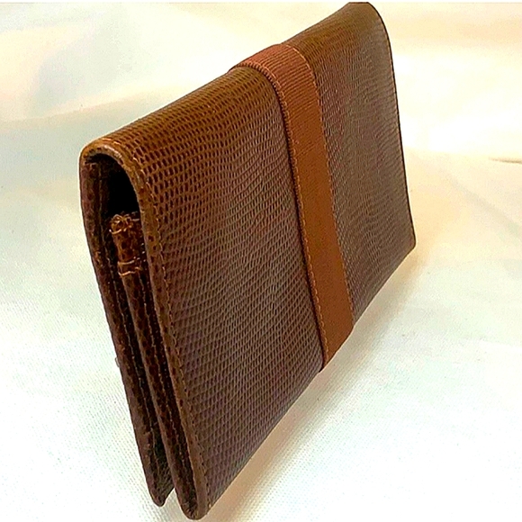 SALVATORE FERRAGAMO  AUTHENTIC LIZARD BIFOLD LEATHER WALL W/CROSSBODY CHAIN - Picture 13 of 15